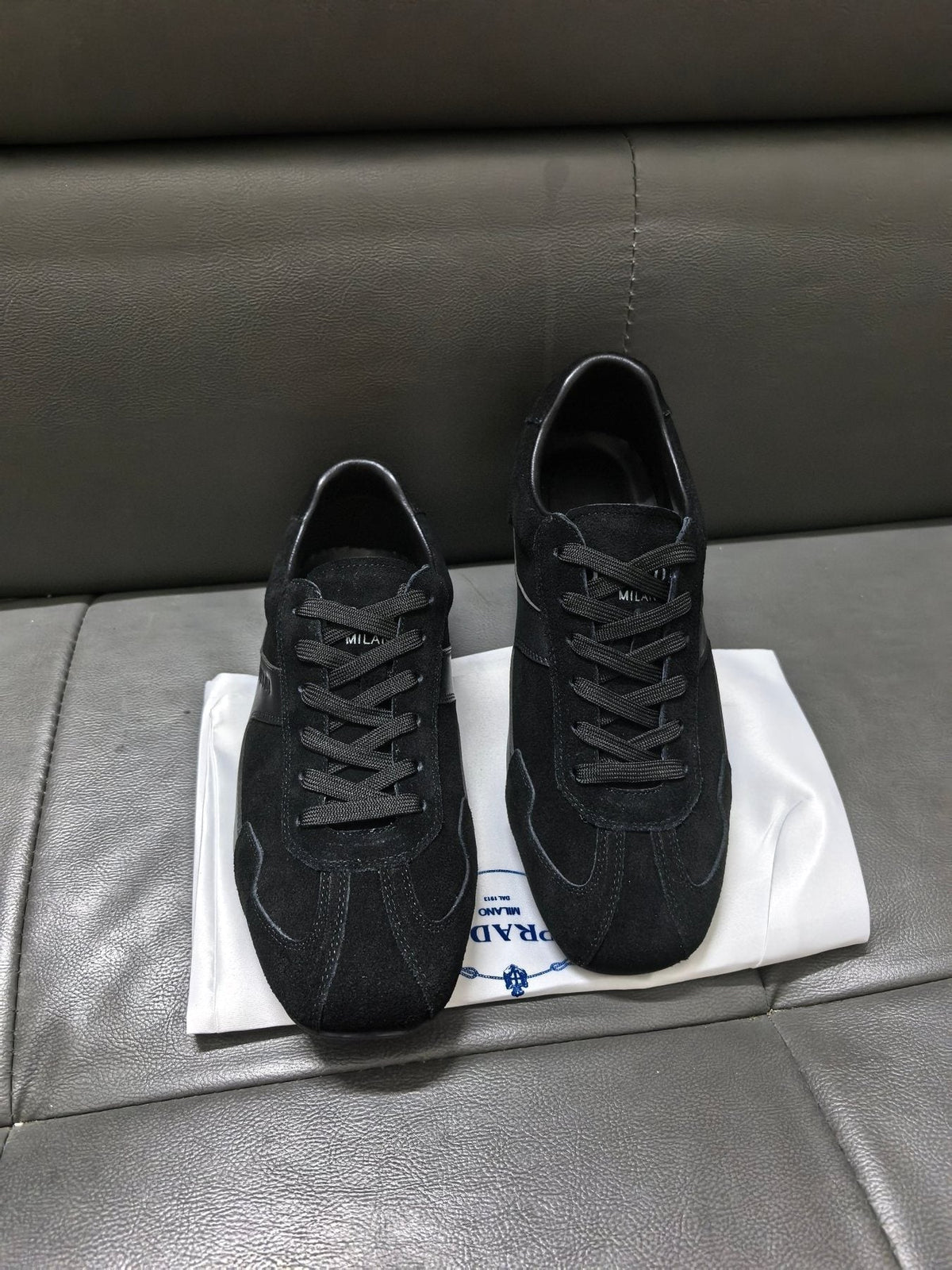 Prada Men's Black Paneled Low-Top Sneakers