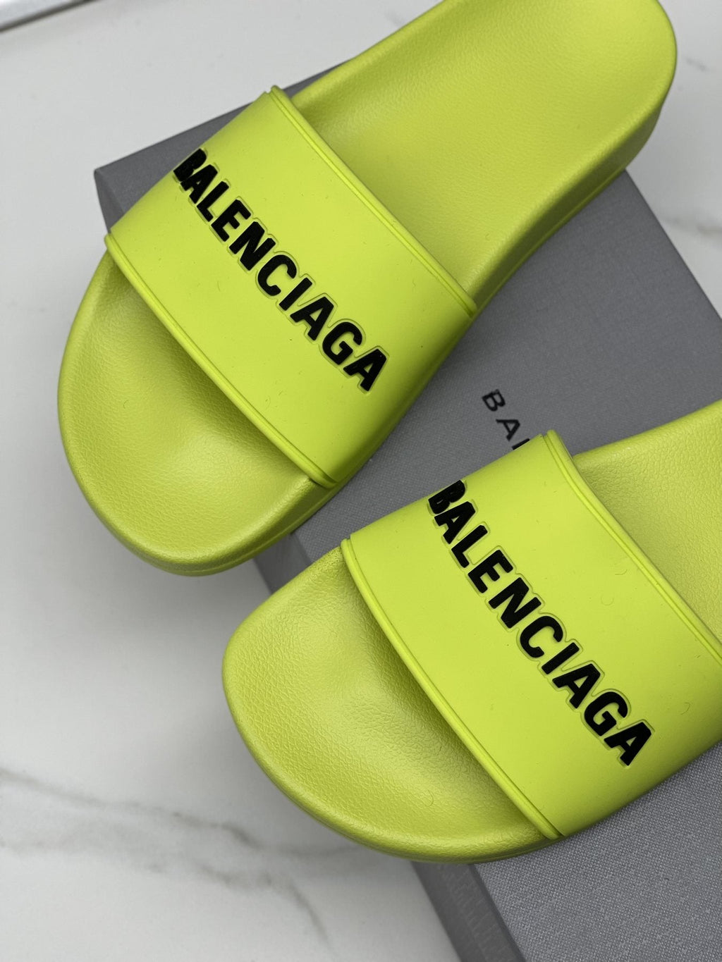 Balenciaga Neon Yellow-Green Slide Sandals