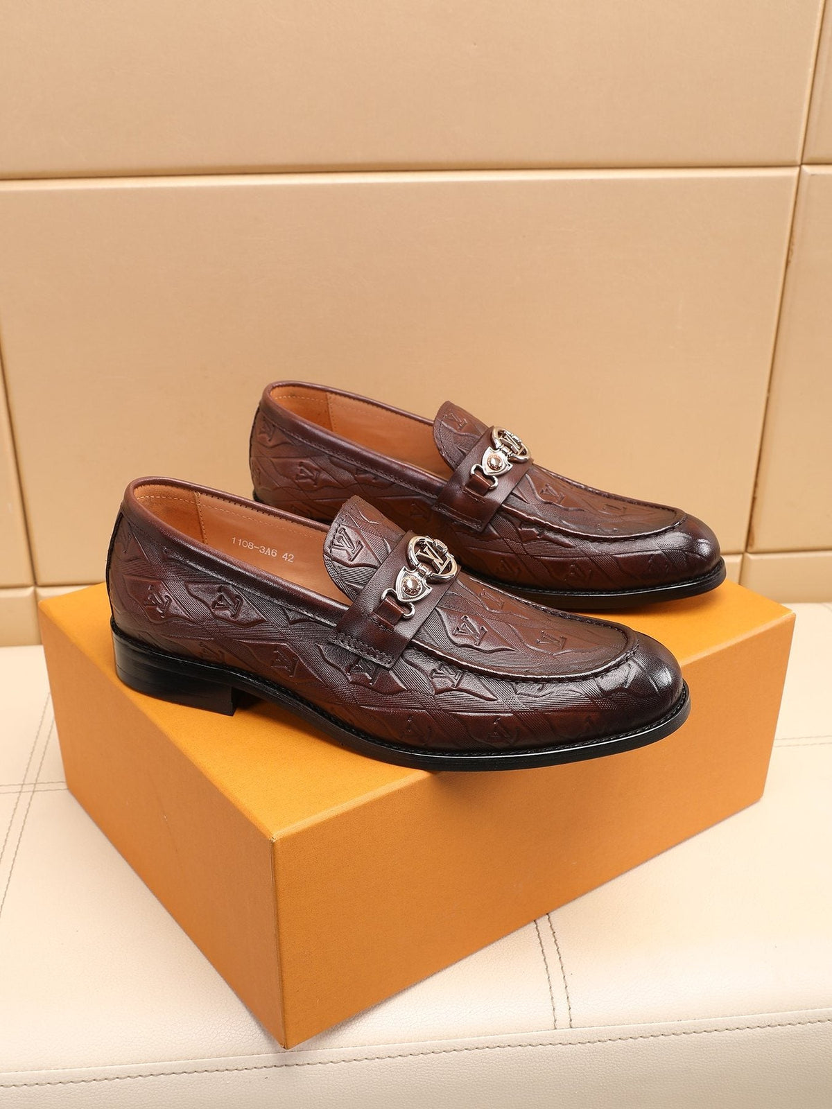 Louis Vuitton Dark Brown Embossed Loafers