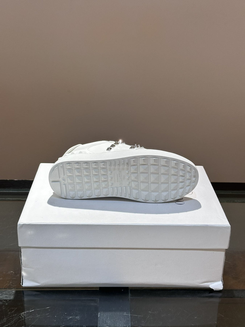 Valentino White Studded Low-Top Sneakers