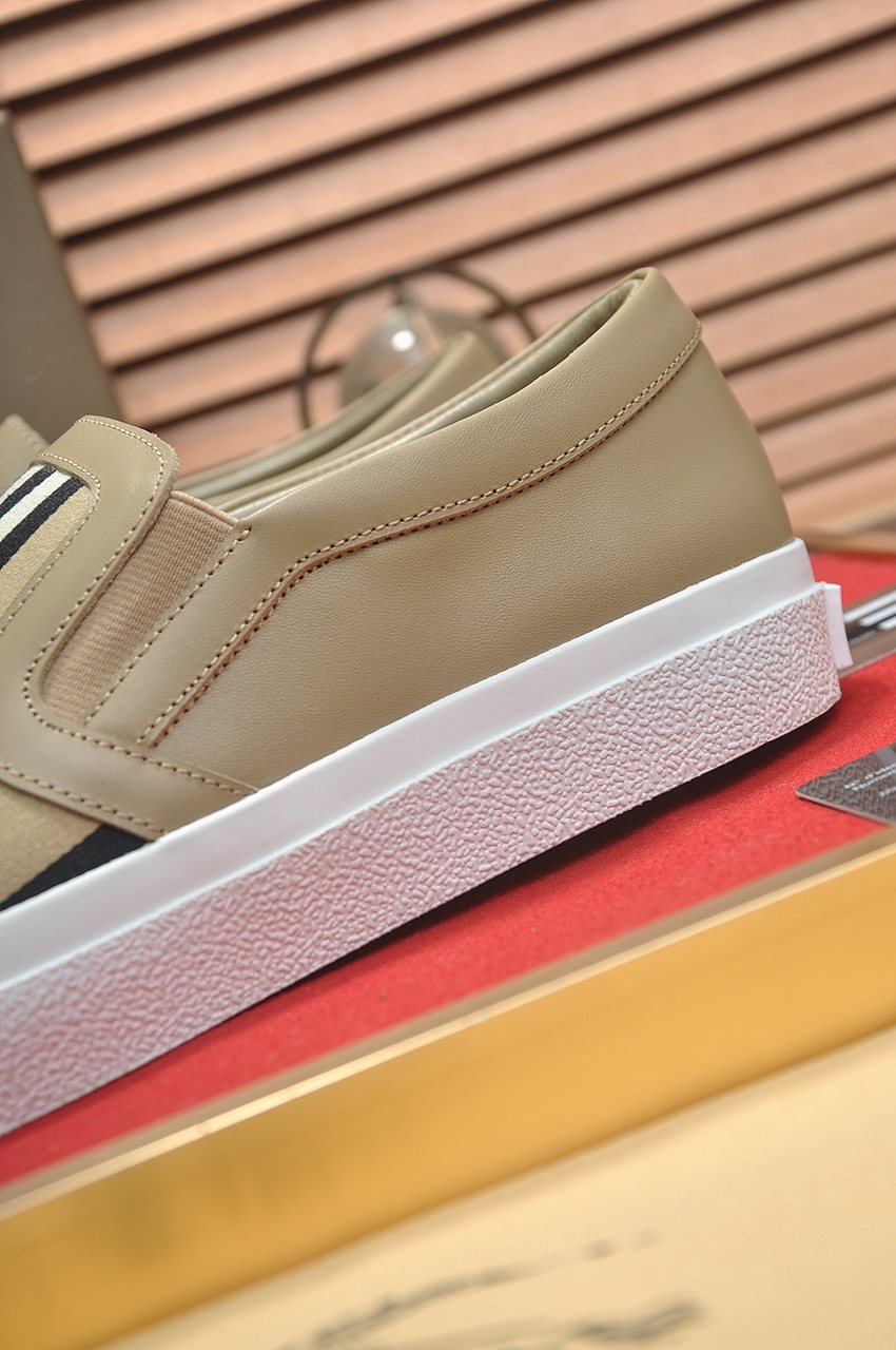 Burberry Beige Striped Slip-On Sneakers