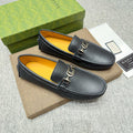 GUCCI Black Metal-Detail Loafers