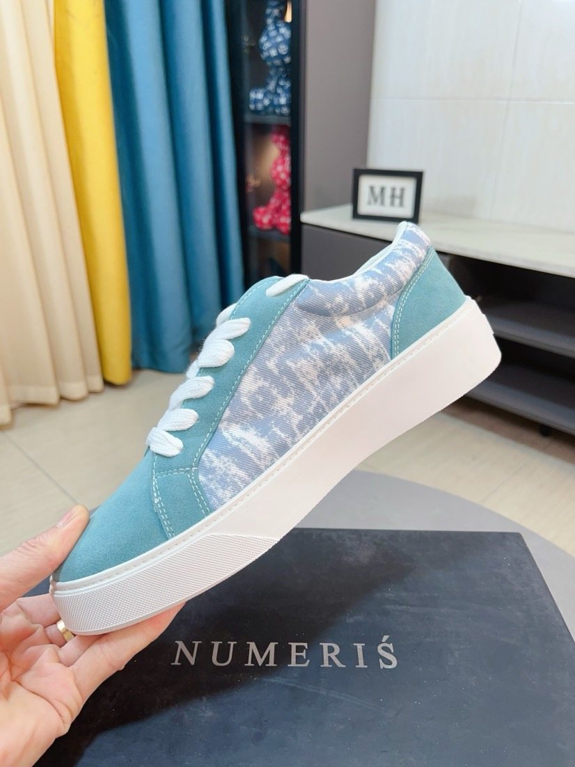 NUMERIS Men's Turquoise Patterned Low-Top Sneakers