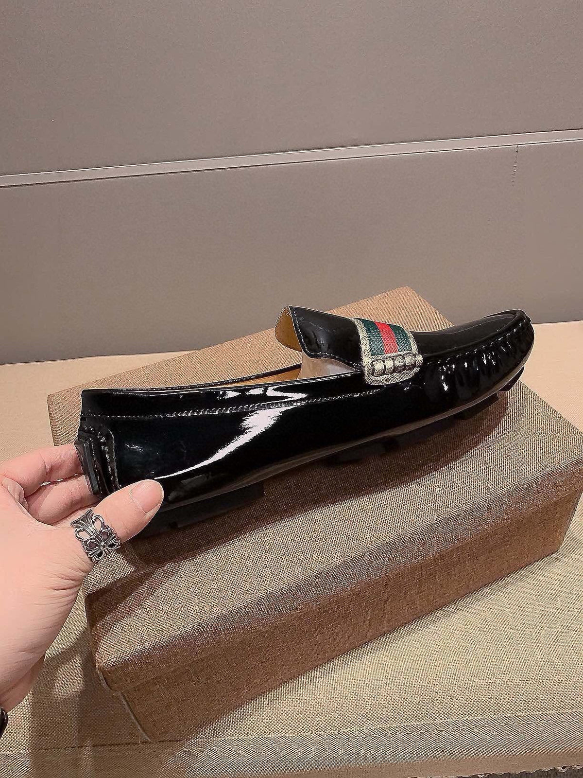 Gucci Black Stripe Loafers