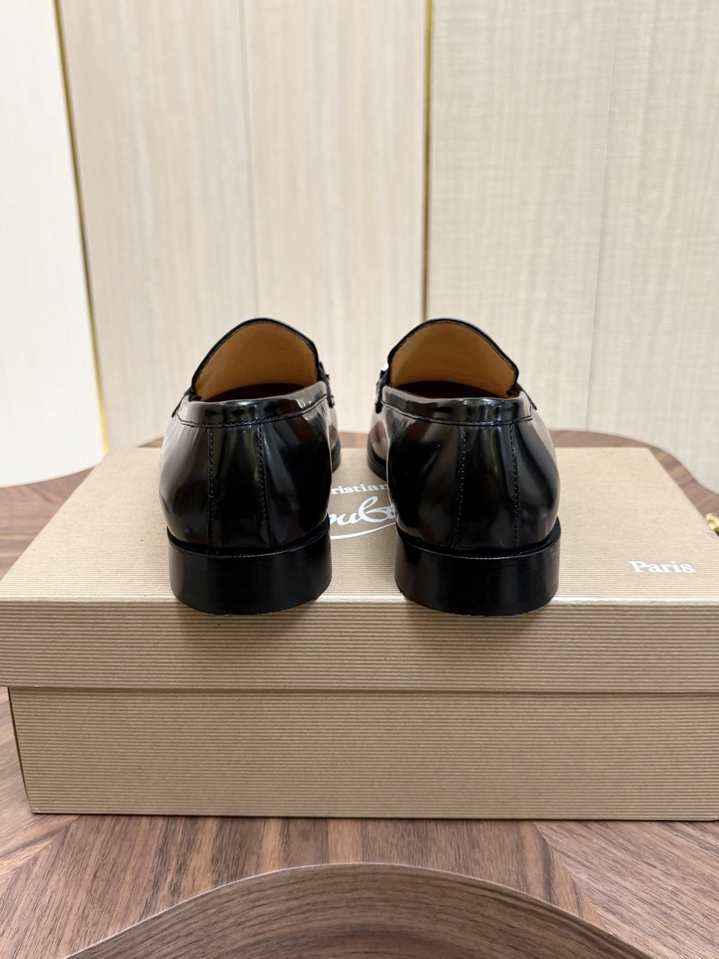 Christian Louboutin Men's Black Gold-Tone Hardware Loafers