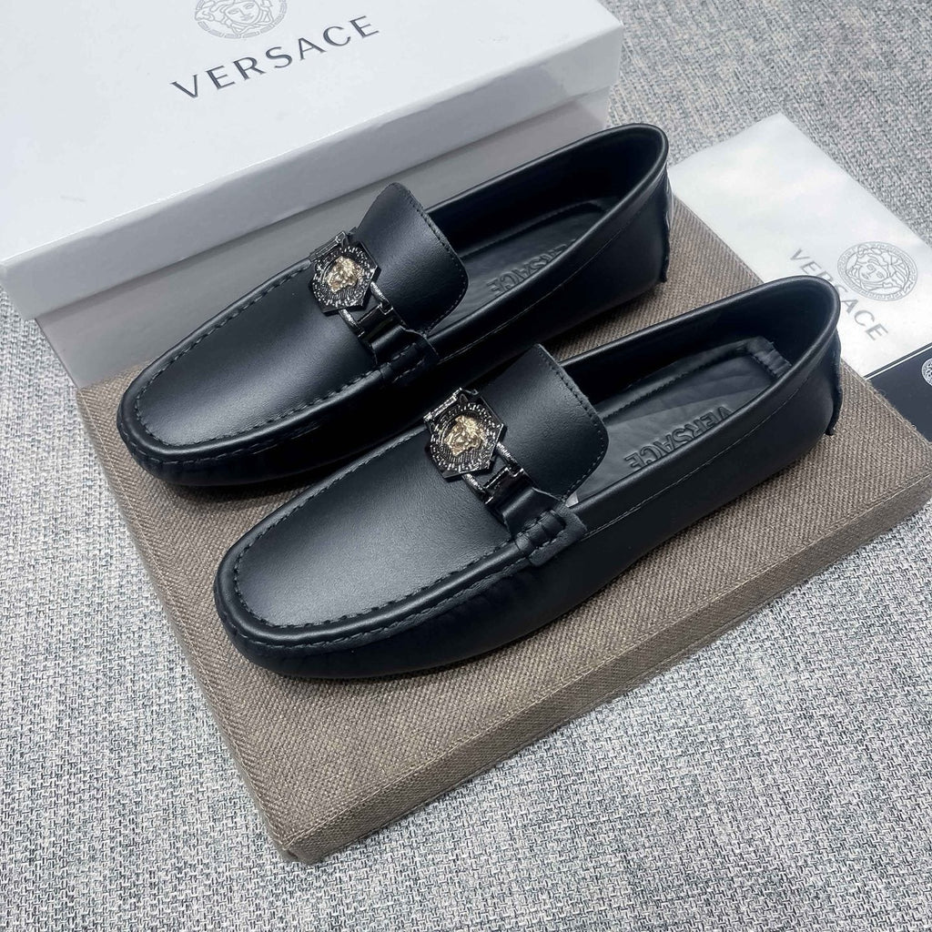 Versace Black Medallion Loafers