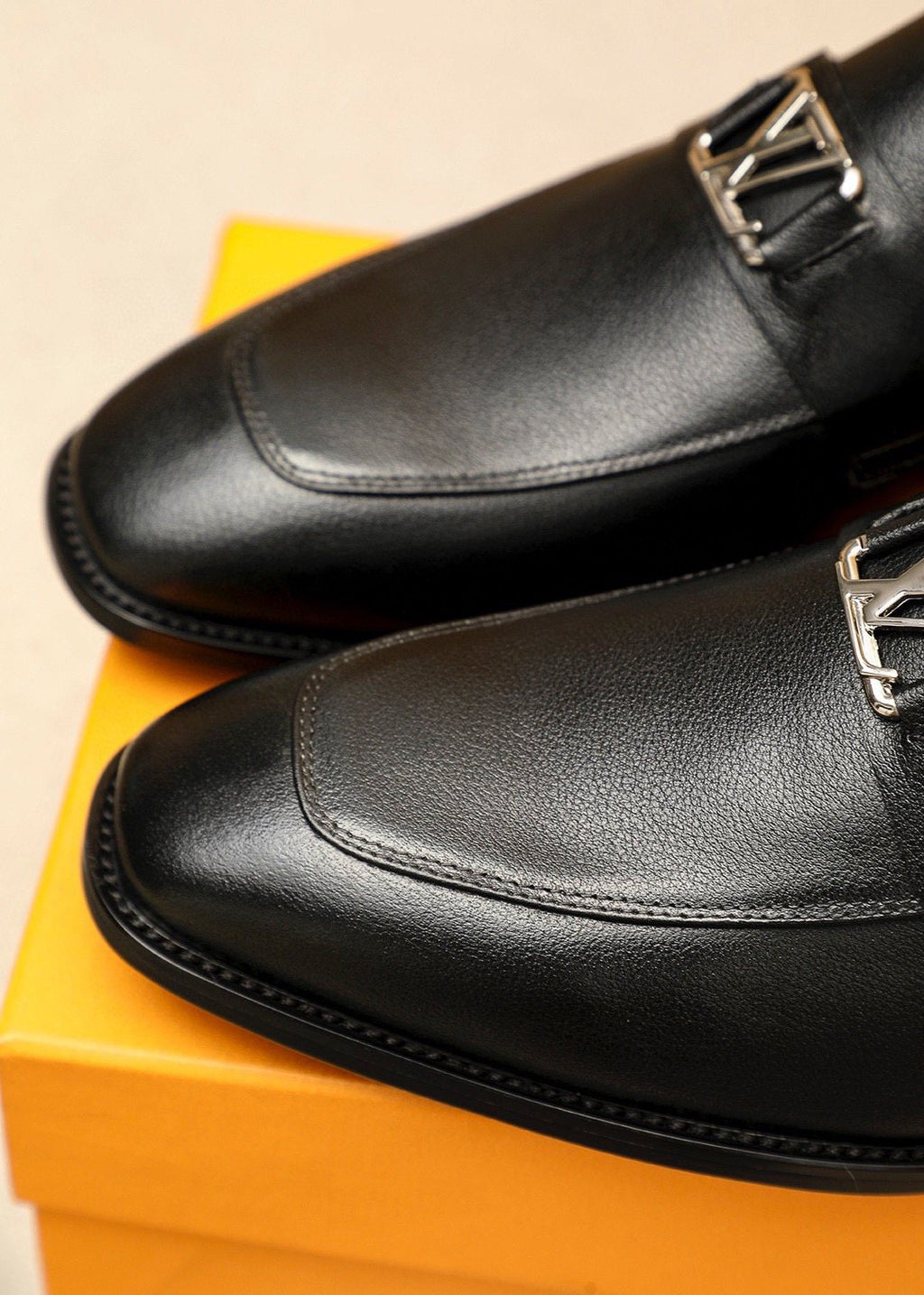 Louis Vuitton Black Hardware Loafers - Black Textured Leather Upper