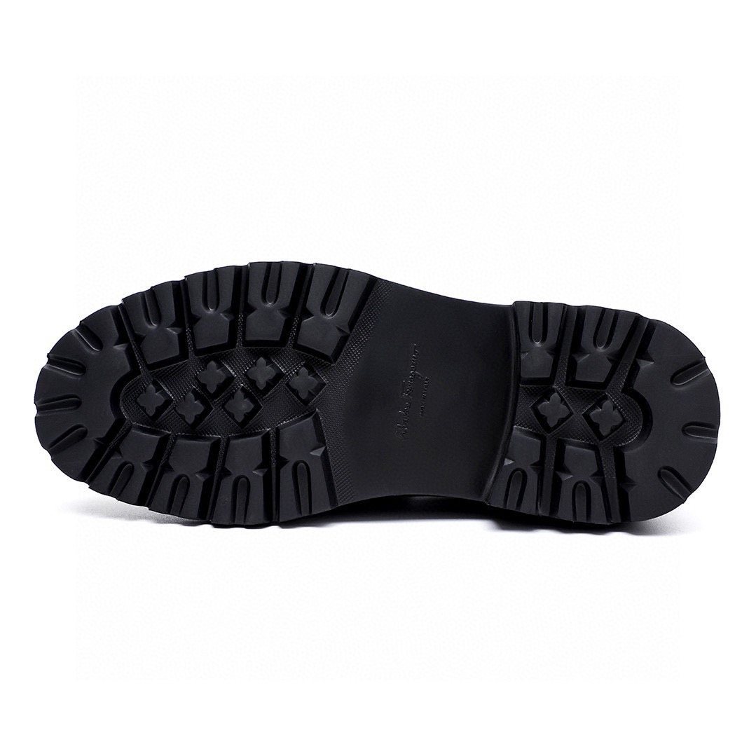 Ferragamo Men's Black Lug Sole Bit Loafers