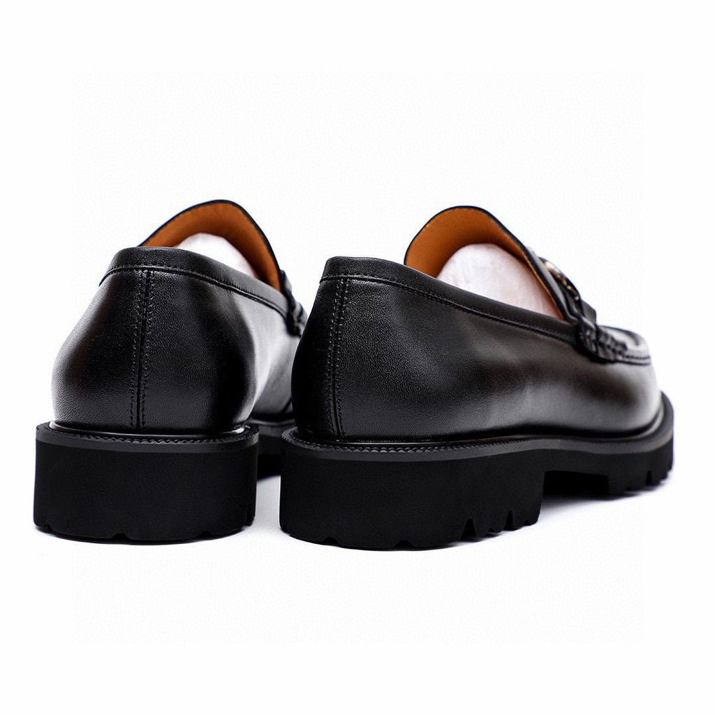 Ferragamo Men's Black Lug Sole Bit Loafers