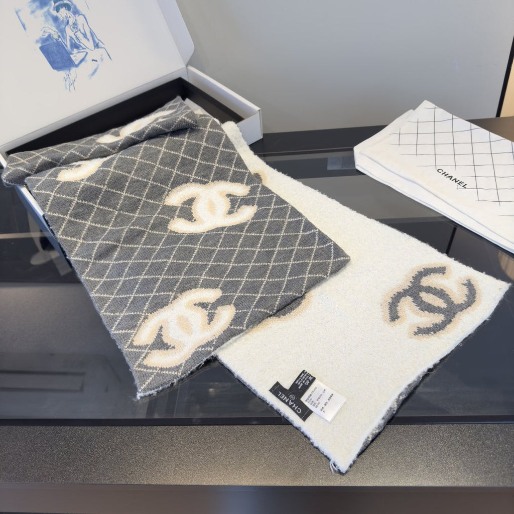 Chanel Grid Knit Scarf