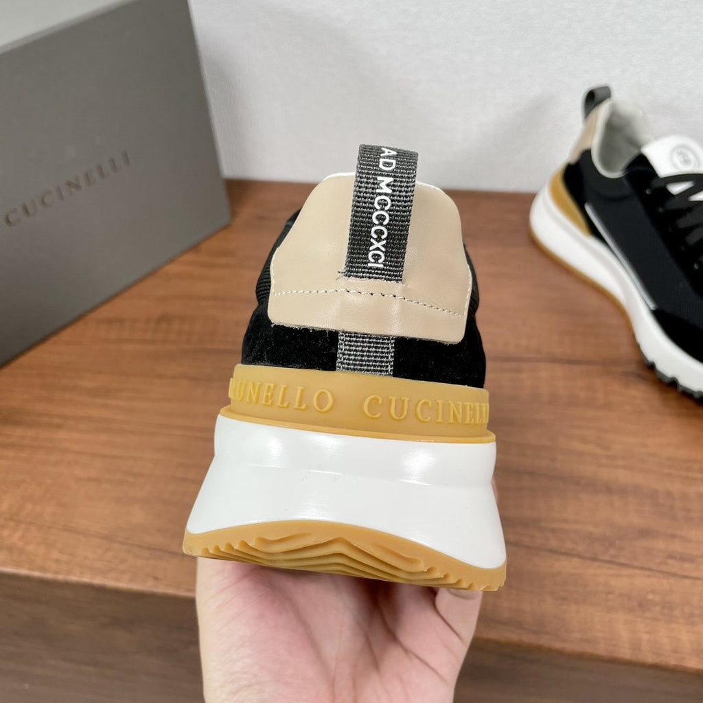 Brunello Cucinelli Men's Knit Panel Low-Top Sneakers