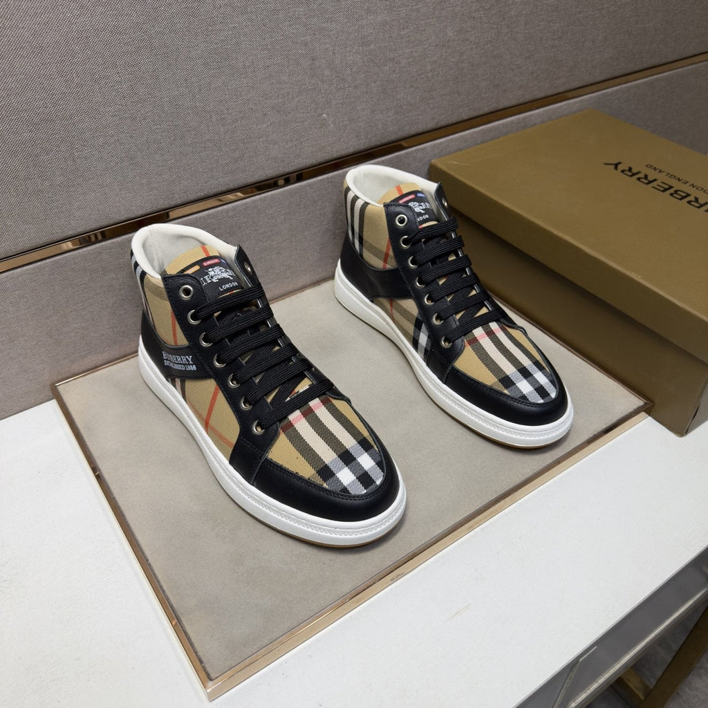Burberry Men's Plaid High-Top Sneakers