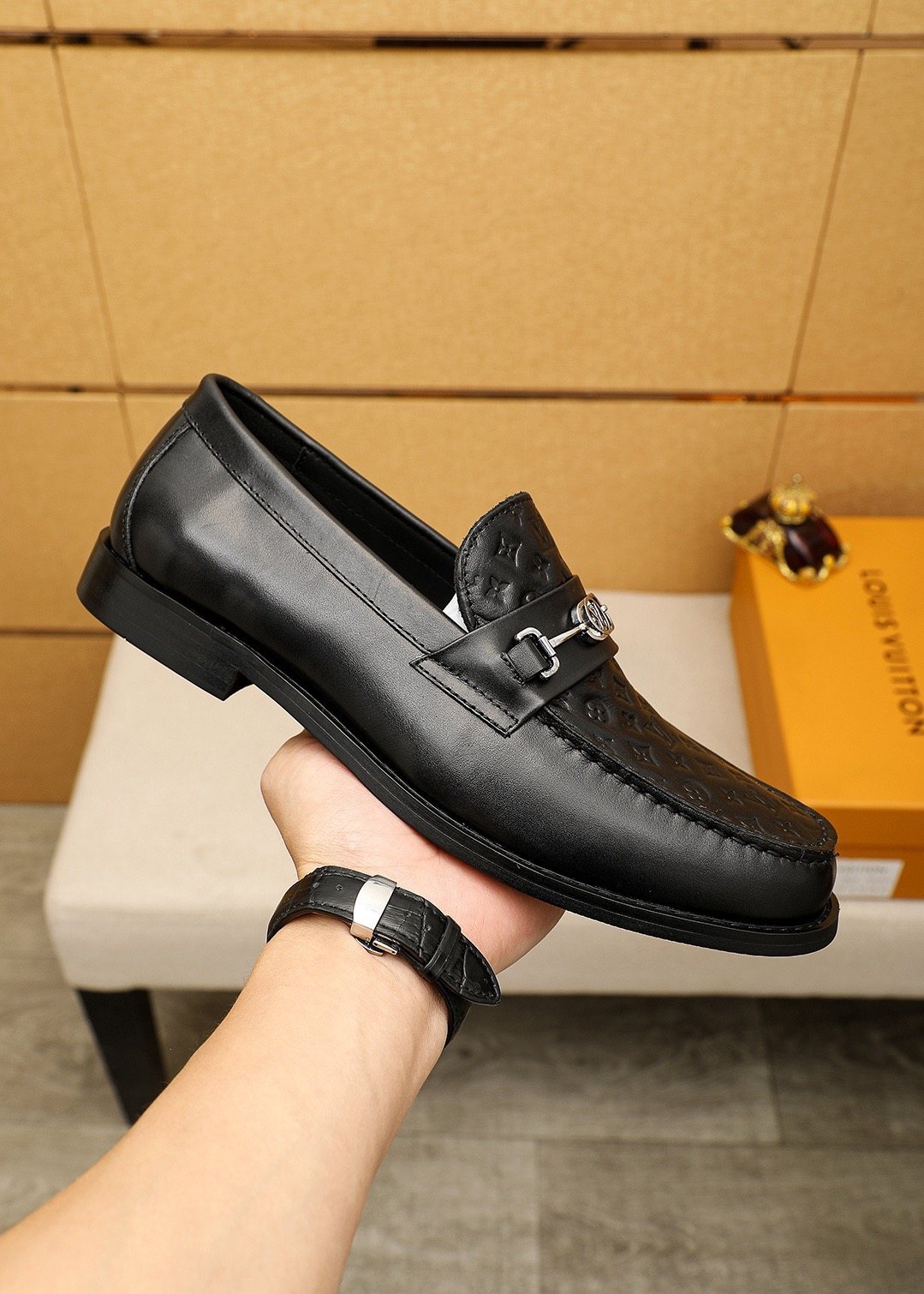 Louis Vuitton Embossed Buckle Loafers - Silver-Tone Vamp Hardware