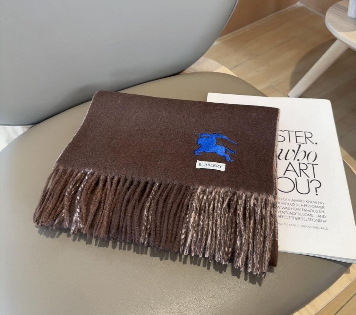 Burberry Reversible Plaid Fringed Scarf