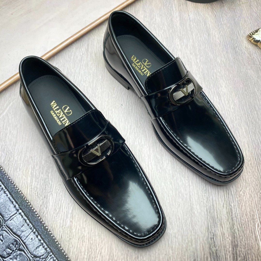 Valentino Square-Toe Loafers with Metal Detail