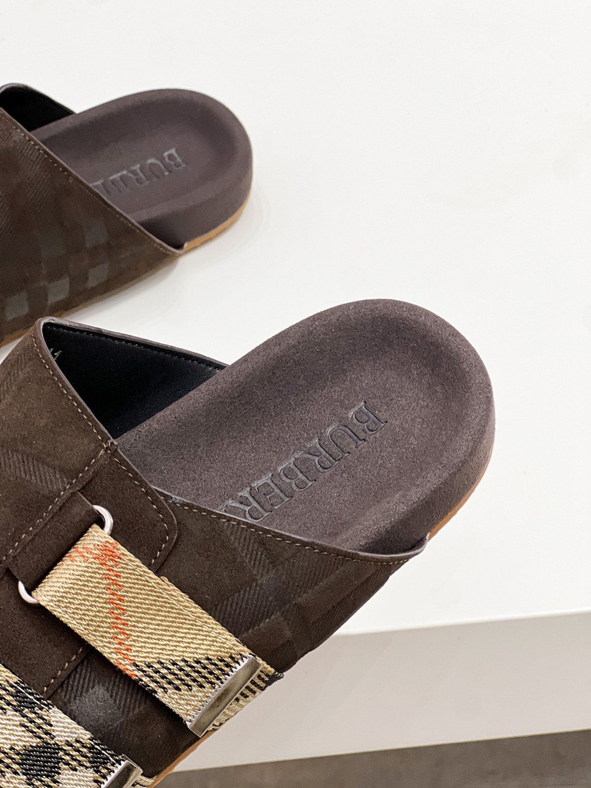 Burberry Men's Check Buckle Slide Sandals