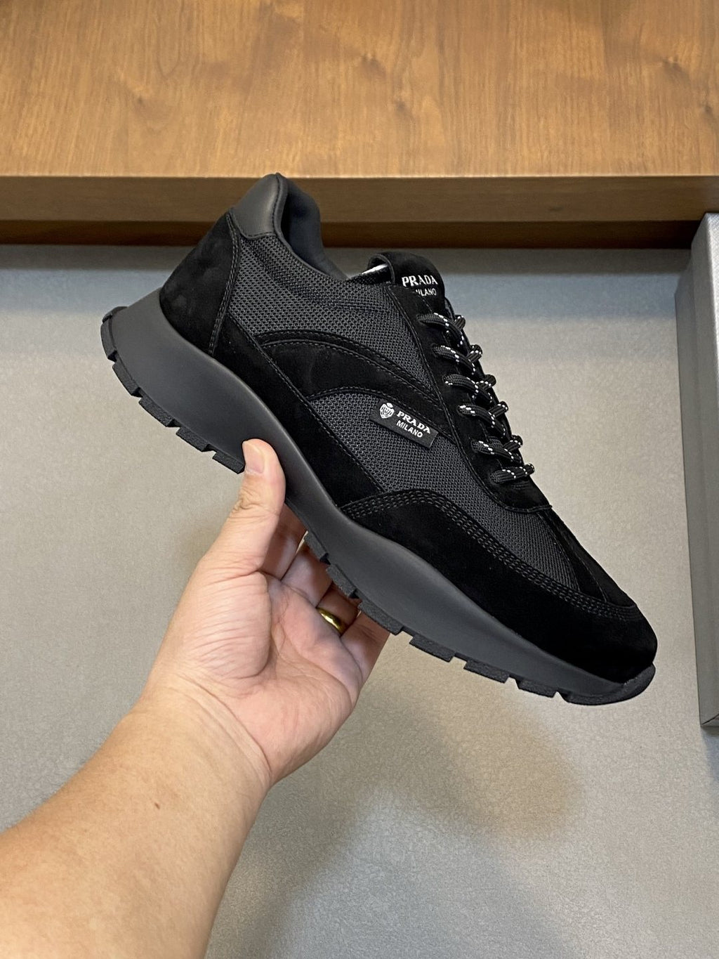 Prada Men's Panel Low-Top Sneakers - Textured Rubber Outsole