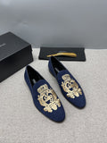 Dolce & Gabbana Men's Crown Embroidered Loafers