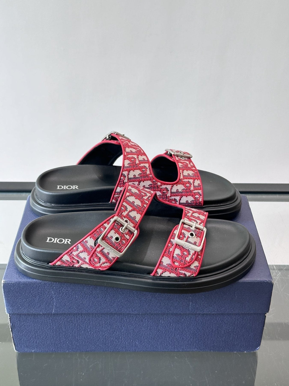 Dior Aqua Two-Strap Slide Sandals
