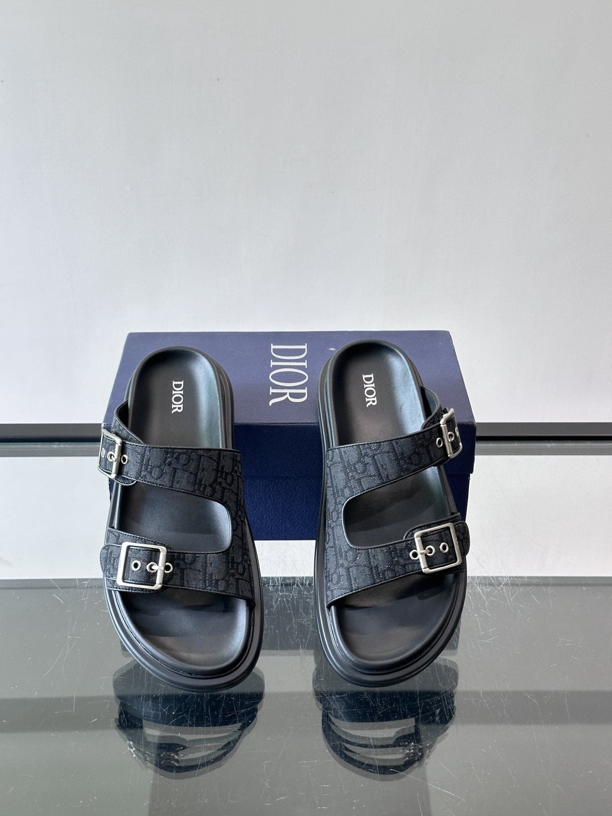 Dior Aqua Two-Strap Slide Sandals