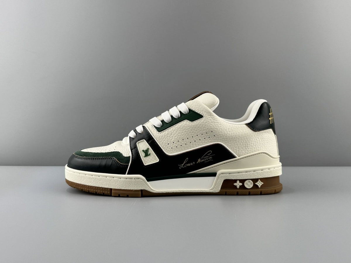Louis Vuitton White, Green & Black Trainer Sneaker