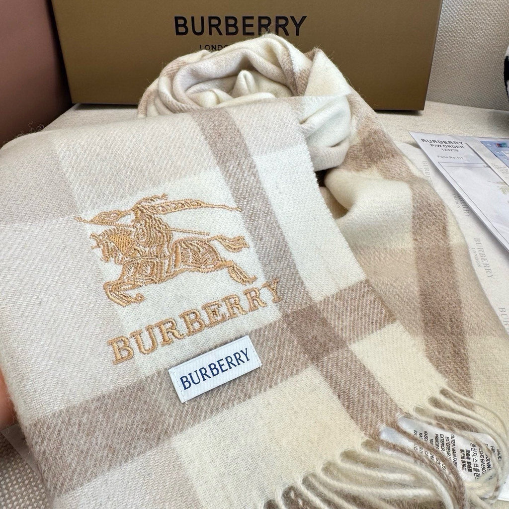 Burberry Pink Plaid Fringed Scarf