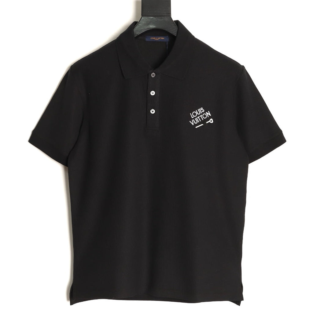 Louis Vuitton 25SS Letter-Detail Short-Sleeve Polo - Black