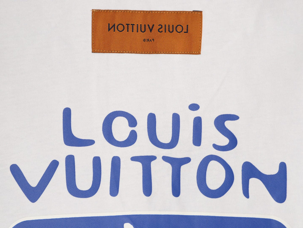 Louis Vuitton Blue Floral Graphic Short-Sleeve T-Shirt - White